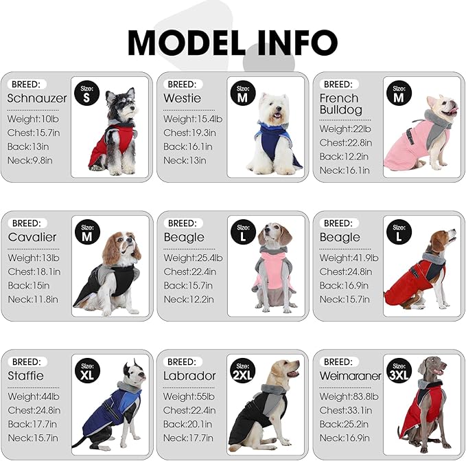 Nanaki Small Dog Coats for Winter Waterproof, Warm Fleece Lining Dog Jacket with Leash Hole, Reflective Cold Weather Puppy Jacket Vest, Easy On Pullover Pet Snow Jacket Male Female, Bulldog, Black M