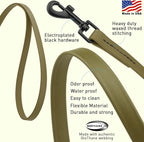 Dogline Biothane Waterproof Dog Leash Strong Coated Nylon Webbing with Black Hardware Odor-Proof Easy to Clean High Performance for Small or Large Dogs Made in USA 2 ft Lead, Olive Drab Green