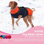 AOFITEE Dog Coat for Large Dogs, XXXL Dog Winter Jacket with Harness Built in, Turtleneck Cold Weather Coat for Extra Large Dogs, Reflective Pet Fleece Jacket with Zipper for Great Dane, Blue 3XL
