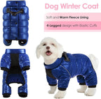 AOFITEE Dog Coat, Waterproof Dog Winter Jacket, Warm Fullbody Small Dogs Snowsuit, Winter Coat for Small Dogs, Zip Up Pet Puffer Jacket Fleece Vest, Outdoor Reflective Pet Snow Jackets, Blue XL
