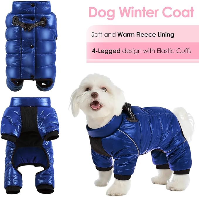 AOFITEE Dog Coat, Waterproof Dog Jacket for Winter, Warm Fullbody Dogs Snowsuit, Winter Coat for Small Dogs, Zip Up Pet Puffer Jacket Fleece Vest, Outdoor Reflective Cold Weather Pet Coats, Medium