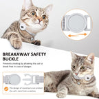 AirTag Cat Collar, Reflective Kitten Collar Breakaway Apple Air Tag Cat Collar, GPS Cat Collar with AirTag Holder and Bell, Lightweight Tracker Cat Collars for Girl Boy Cats (Black/Gray)
