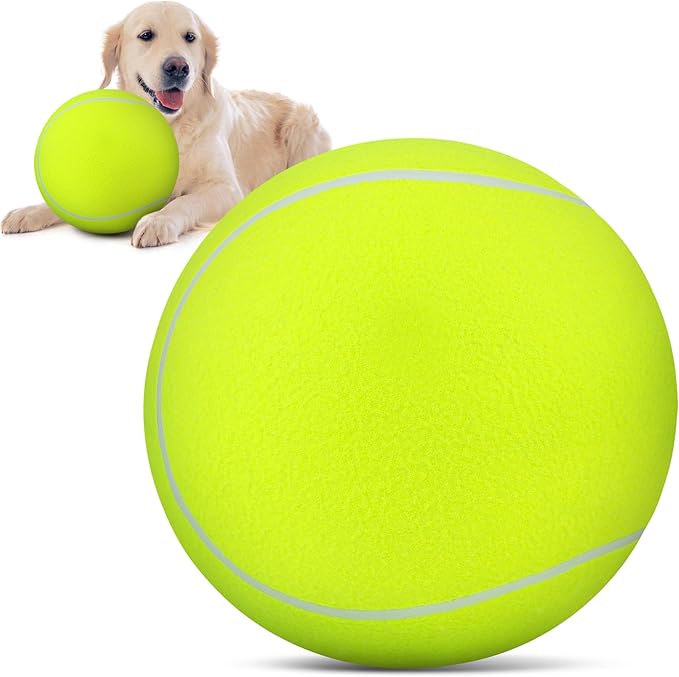 QDAN Giant Large Tennis Ball for Dogs: 9.5" Premium Balls for Dog for Outdoor Play, Big Tennis Ball Dogs Toy, Tennis Ball for Small Medium Large Dog, Pet Balls, Yellow
