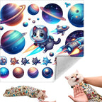 Cat Grooming Wrap, Self-Adherent Soft Cat Blanket to Wrap, Nail Clipping, Anti-Bite, Anti-Scratch, Anti-Escape Calming Wrap (Space, 6-10 lbs)