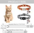 ARING PET 2 Pack Halloween Cat Collars, Breakaway Orange Black White Cotton Kitten Collar with Bells for Girl Boy Cats Ghost Spider Web