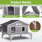 GUTINNEEN Large Outdoor Cat House Insulated Cat House Indestructible Weatherproof Feral Cat Shelter with Openable Hinged Roof, Escape Doors for 1-4 Feral Barn Cats in Winter (43.5"x31.1"x31.2")