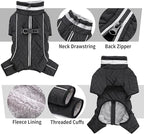 Four Legged Dog Winter Coat for Small Dogs, Warm Puppy Onesie Clothes Christmas, Reflective Turtleneck Dog Jacket with Buckles & D-Rings, Puffer Cold Weather Coat Zipper
