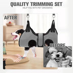 PAWCHIE Dog Grooming Hammock Harness for Dogs & Cats with Pet Nail Clipper Trimmer- Breathable Cat Hanger Sling for Trimming Clipping Nails-Dog Hammock Restraint Bag for Small Medium Large Dog, Grey M