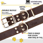 ADITYNA Heavy Duty Black Leather Dog Collar - Soft and Strong Medium Dog Collar for Walking, Training, Hiking, and Running (Medium: Fit 13" - 20" Neck, Black)