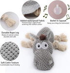 Stuffed Dog Toys, Tug of War Plush Dog Toy for Large Breed, Cute Animal Squeaky Dog Toys with Crinkle Paper, Dog Chew Toys for Puppy, Small, Middle, Big Dogs (Grey, Donkey)