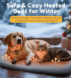 HOPET Dog Cat Heating Pad with Adjustable Temperature Timer, Waterproof Heated Dog Cat Bed with Chew Resistant Cord, Indoor/Outdoor Electric Heating Pad for Dog House,Rescue Cats,Grey,27x15 in