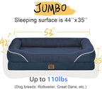 Washable Orthopedic Large Dog Bed - Removable Waterproof Cover with Bolster Machine Washable Extra Large Dog Bed Foam Support XL Large Big Pet Dogs Beds