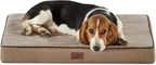 Bedsure Memory Foam Dog Bed Medium Size Dogs- Orthopedic Pet Beds for Crate with Removable Washable Cover and Nonskid Bottom - Plush Flannel Fleece Top Pet Mat, Khaki