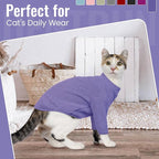 DENTRUN Sphynx Hairless Cats Shirt Pullover Kitten T-Shirts, Breathable Cat Wear Turtleneck Sweater Adorable Cat's Clothes Vest Pajamas Jumpsuit