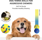 [4 Pack]E-TPU Dog Balls, 3.15'' Indestructible Tennis Balls for Dogs, Durable Bouncy Dog Toys for Aggressive Chewers, Teething Cleaning Chew Toys, Water Toy Fetch Ball for Large Medium Dog and Puppies