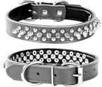 Adjustable Genuine Leather Spiked Studded Dog Collars for Small Medium Large Pets Like Pit Bull Bulldog Pugs Husky (M, Black)