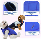 EMUST Warm Dog Jacket, Cozy Dog Fleece Coat with Leash Hole, Waterproof Reversible Winter Coats for Small Dogs, Royal Blue, XS