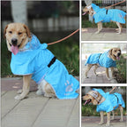 Waterproof Dog Raincoat, Reflective Adjustable Hooded Dog Rain Coat, Lightweight Breathable Pet Rain Jacket Poncho Double Layer with Leash Hole for Small Medium Large Dogs (Blue, 3X-Large)
