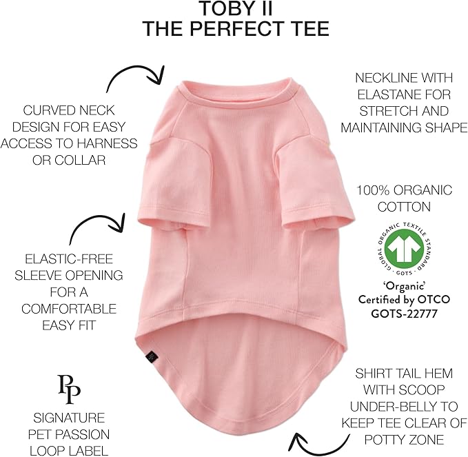 Toby II - The Perfect Tee, 3 Pack Short Sleeve Pet T-Shirt 100% Organic Cotton Tees Clothes for Small, Medium, Large Dogs, Pink Camo, Medium