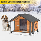 AIVITUVIN Outdoor Heated Dog House with Heating Pad Insulated Dog House with Anti-Chewing Metal Frame Large Dog Kennel Weatherproof for Winter 40.6“L