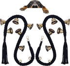 2 Pack Dog Bells for Door Potty Training, Handwoven Cotton Rope Dog Doorbell with 6 Extra Loud Bells, Adjustable Dog Door Bells for Small Medium Large Dogs to Ring to Go Outside, Black