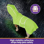 Dog Raincoat Reversible, Single Side Slicker Poncho Adjustable Waterproof Dog Rain Jacket with Leash Hole/Reflective Stripe Hooded Snowproof Windproof Clothes for Small to 3X-Large Dogs, S