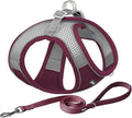 AIITLE Step in Dog Harness and Leash Set - Summer No Pull Escape Proof Vest Harnesses with Soft Mesh and Reflective Bands, Adjustable Pet Outdoor Harnesses for Small and Medium Dogs Burgundy M