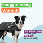 Joyride Harness FrostFlex Dog Winter Jacket - Fleece Lined & Water-Resistant - Snowsuit with Pockets for Treats & Poop Bags - Durable Cold Weather Dog Coat - Black Onyx-L