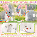 Tagitary Plush Bunny Toy for Kids,Easter Interactive Realistic Bunny with Leash,Golden Egg and Wind Up Toy,That Hopping,Ears Wiggling,Twitching Nose,Rabbit Toys Easter Stuffers Gift for Toddlers