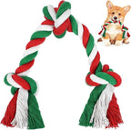 SZEE Dog Rope Toys, 14 in 3 Knots Chew Rope for Medium and Small Dogs, Natural Cotton Pull Toy for Tug of War and Teeth Cleaning (Red)