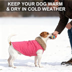 BEAUTYZOO Winter Dog Vest Coat with Harness Built in, Warm Puppy Jacket for Small Medium Dogs, Lightweight Cold Weather Small Dog Coat, Fleece Puffer Vest Windproof Snowproof Pet Clothes, Rose Pink