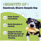 Pawstruck Bizarre Bargain Bag Assorted Natural Dog Chew Treats - Animal Ears, Jerky, Bones, Hooves, Beef Straps - Long Lasting Rawhide Alternative for Chewers, All Breeds - 1 lb, Packaging May Vary
