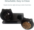 Luck Dawn Double Elevated Cat Bowls with Raised Stand, 15 Tilted cat Bowl Design Neck Guard Stand Raised Pet Food Water Feeder Bowl for Cats or Small Dogs