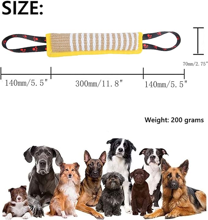 Clysoru Dog Tug Toy Jute Bite Pillow Training Equipment for Puppy to Large Dogs Interactive