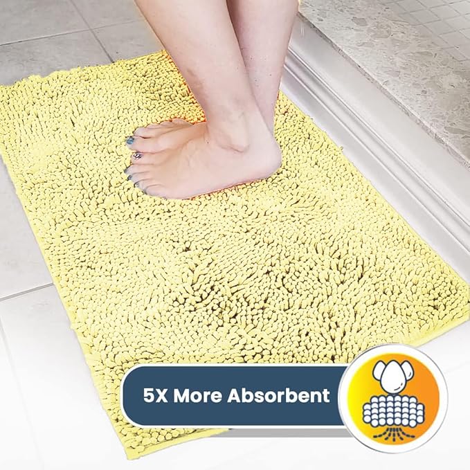Muddy Mat® Shown on TV – Super Absorbent Door Mat Indoor, Microfiber Quick Dry Chenille Entryway Rug, Non-Slip Front Door Mat, Indoor Mats for Entryway, Machine Washable Pet Rug, Yellow 36"x60"