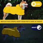 Mile High Life Dog Raincoat, Adjustable Waterproof Pet Rain Jacket, Reflective Hooded Poncho for Small Medium Large Dogs, Lightweight Breathable Pet Rain Coat (Yellow,XL Chest 31"-37")