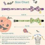 Faygarsle 2 Pack Cute Seasonal Cat Collar for Halloween and Fall Breakaway Collar with Bells Bowtie Cute Patterns for Female and Male Cats Green Purple Cat Collar