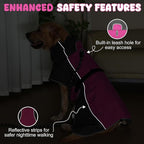 Dog Raincoat, Waterproof Dog Coat with Reflective Straps, Leash Hole & Polar Fleece Lining, Winter Snow Rain Coat for Small, Medium & Large Dogs, Warm, Windproof Vest Jackets