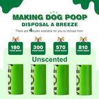 MUAMUA Dog Poop Bag Rolls 570 Count with Dispenser, Biodegradable Unscented Pet Waste Bags, Guaranteed Extra Thick, Leak Proof Doggie Refill Bags for Easy Cleanup, Big Size 9 x 13 Inches
