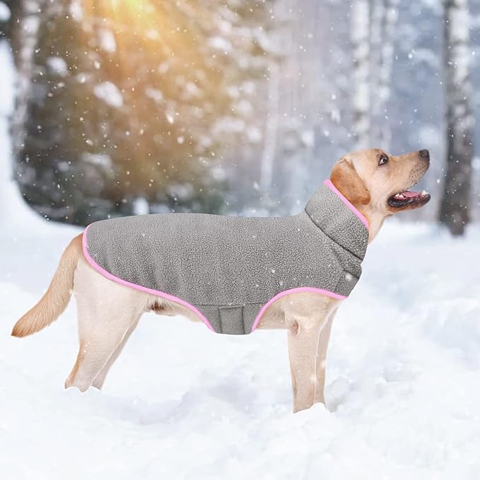 Malier Dog Winter Coat, Reversible Fleece Dog Cold Weather Coats, Windproof Warm Snow Puppy Jacket Vest Pet Clothes for Small Medium Large Dogs (Pink, Medium)