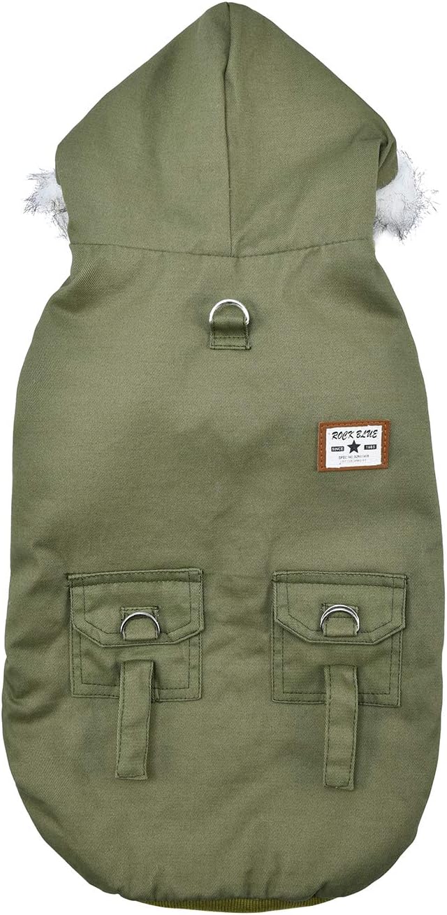 Warm Dog Hooded Trench Coat Windproof Parka Jacket for Cold Weather (S, Green)