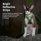 Cat Harness and Leash Set, Step-in Escape Proof Adjustable Vest Harness for Small Medium Large Cats, Lightweight Soft Breathable Reflective Kitten Harness for Walking Travel, Camping(Green, XS)