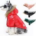 PINA Dog Winter Coat with Large Faux Fur Hood, Windproof and Warm, Suitable for Small to Large Dogs, Red, XL