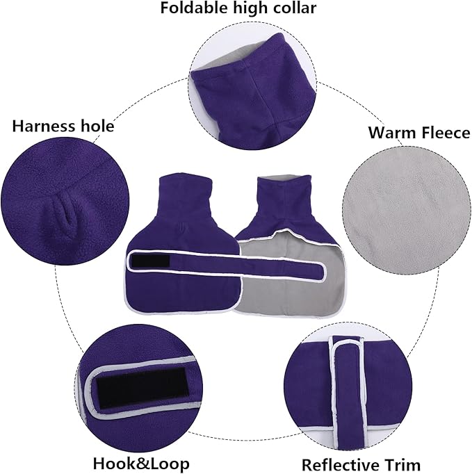 Geyecete Dachshund Sweaters for Dogs Jacket,Dachshund Coat Perfect Dog Winter Coat with Padded Fleece Lining,high Collar,Dog Snowsuit-Purple-S
