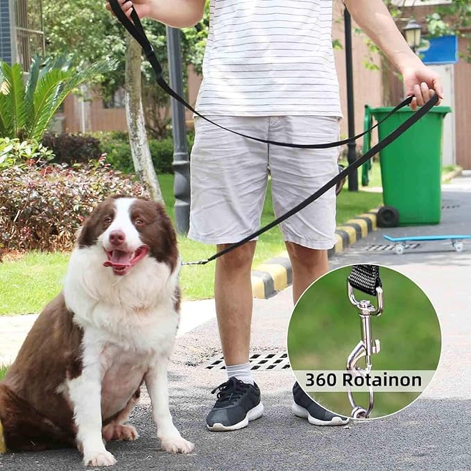 AMAGOOD 6 FT Puppy/Dog Leash, Strong and Durable Traditional Style Leash with Easy to Use Collar Hook, Great for Small, Medium and Large Dogs (1" x 6 ft, Black and Green (2-Pack))