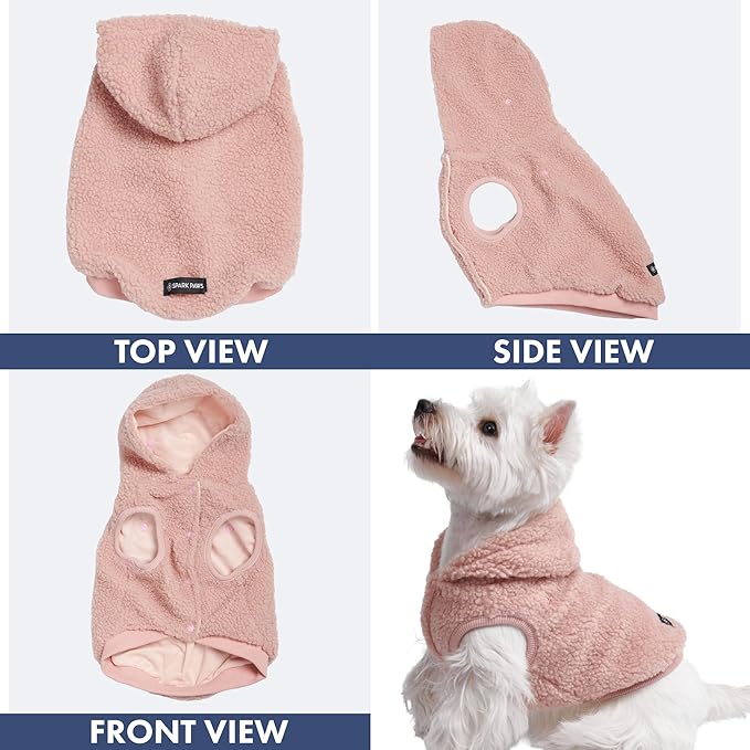 Spark Paws Teddy Dog Sweater, Sherpa Vest with Warm Fleece Lining, Winter Coat Suitable for Small Medium Large XL XXL Breeds - Pink - 4XL
