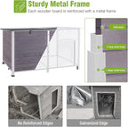 GUTINNEEN Heated Dog House Outdoor 59.1" Exra Large Dog Kennel with Metal Frame Insulated Dog Crate Cage for Large Dogs Outside with Heater and Insulated Liner, Grey