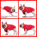 PetWarm Reversible Dog Winter Coat, Windproof Dog Puffer Vest, Soft Vest for Dogs with Hook-and-Loop Strap for Easy Dressing, Waterproof Coat for Dogs with Adjustable Fit, Red, S