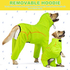 Dog Raincoat, Waterproof Dog Rain Jacket with Removable Hood，Adjustable 4 Legs Pet Poncho with Leash Hole，Reflective Stripe Hooded Snowproof Windproof Clothes for Small to 3X-Large Dogs, L