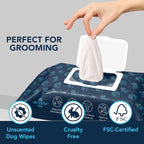 NOVEHA 360PCs Dog Wipes - Odor Eliminating and Cleaning Grooming Wipes for Dog's Paws, Body, and Butt - Perfect for Puppy and Adult Dogs - Plant-Based, Safe, Convenient & Large Unscented Wipes - 3pack